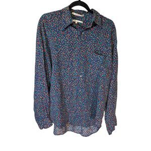 Perry Ellis Multicolor Button Up Shirt Silk Women's Medium